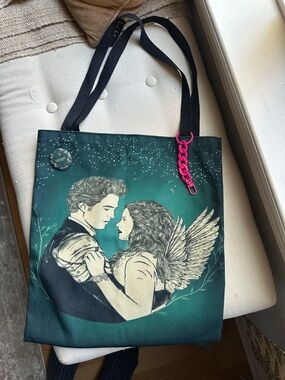 Twilight Tote Bag with Pink Chain and Pin